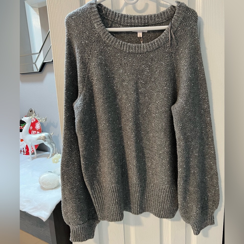 LC Lauren Conrad new women’s gray with silver Long sleeve sweater.